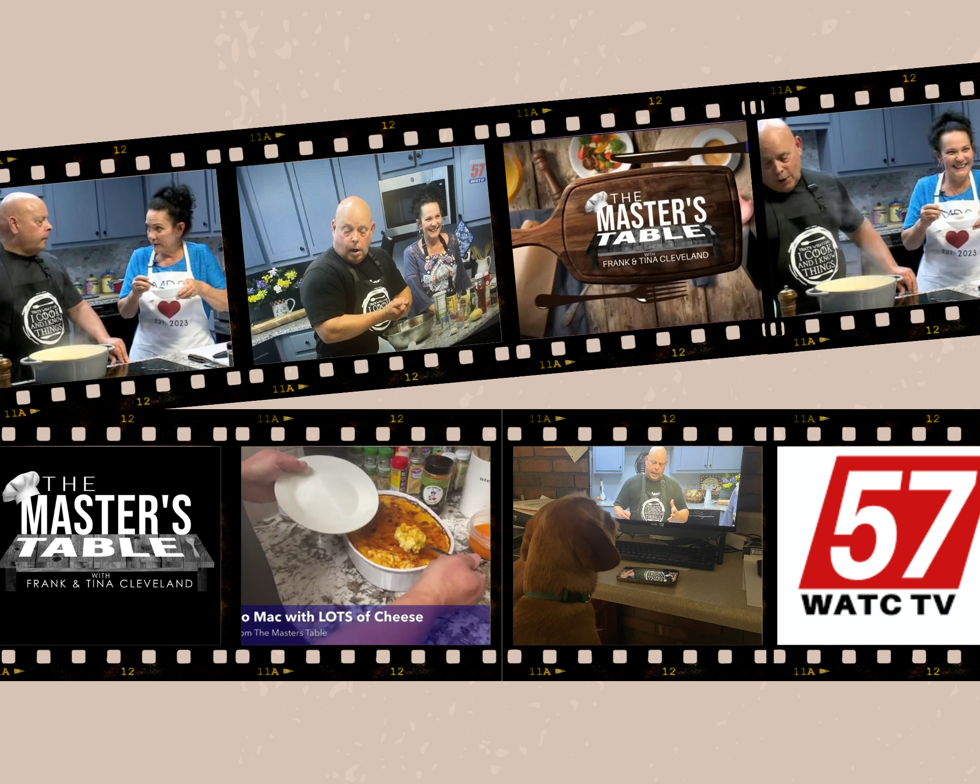 Filmstrip collage of Frankie and Tina cooking together on The Master's Table